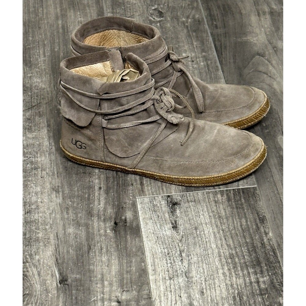 UGG Australia Reid Ankle Boots Womens 9 Brown Suede Bootie Moccasins 1019129 - Picture 9 of 10